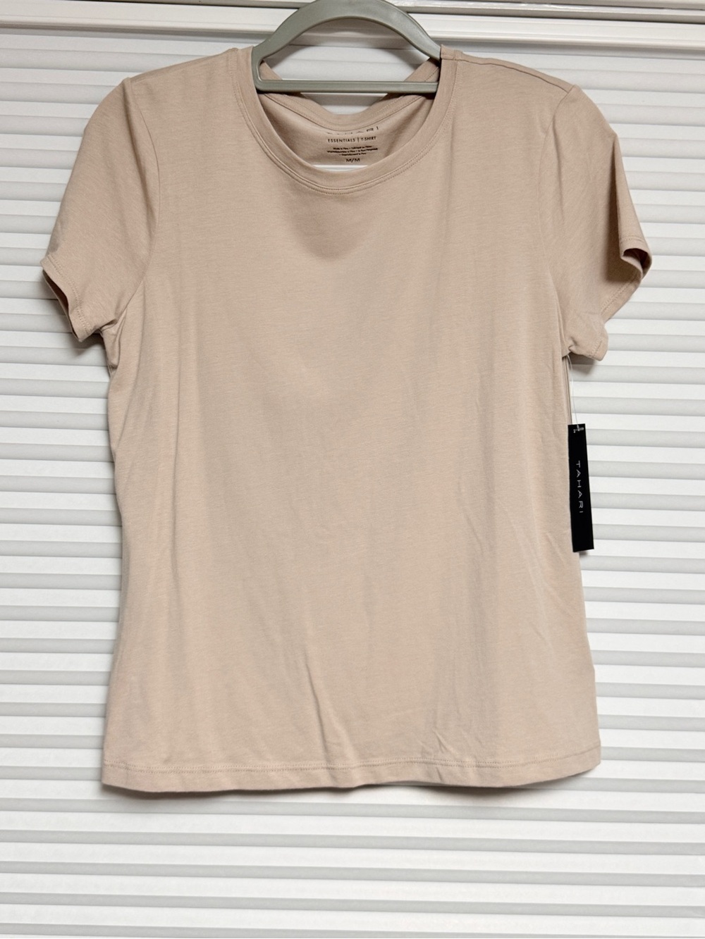 Tahari Essentials Short Sleeve Crew Tee - Beige